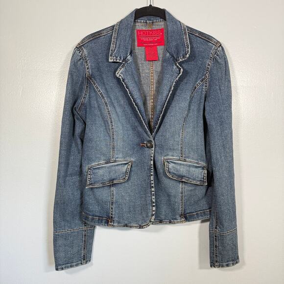 Hot Kiss Y2K Denim Blazer Jacket Sz M - Picture 2 of 6